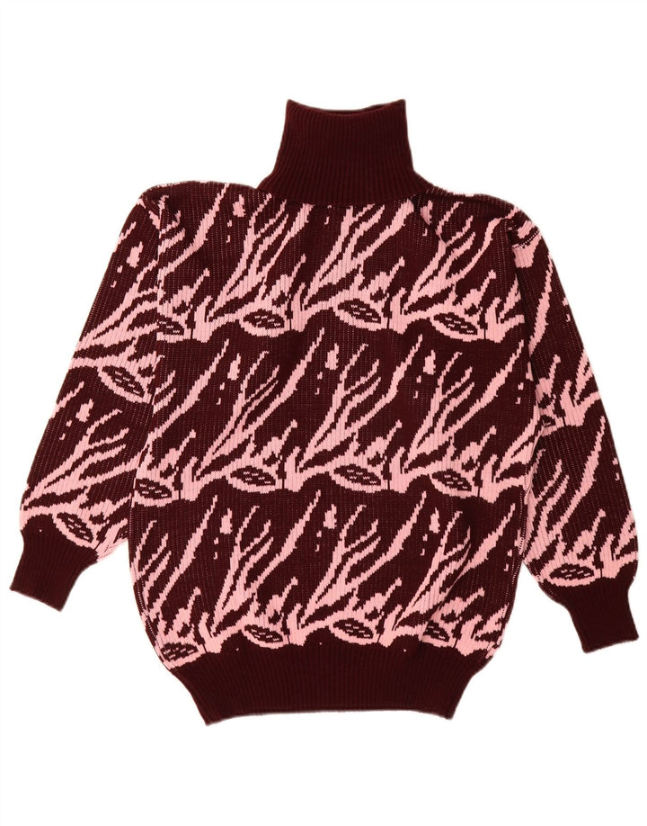 Sweter damski w stylu vintage z golfem UK 16, duży brązowy