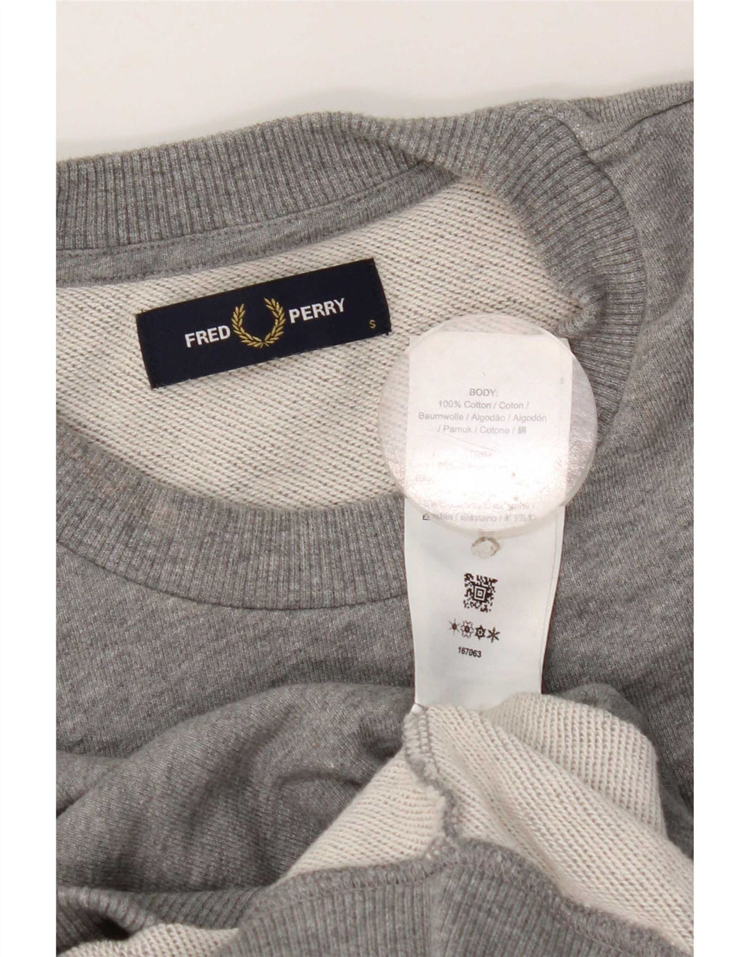 Męski sweter Fred Perry, mały, szary, bawełniany