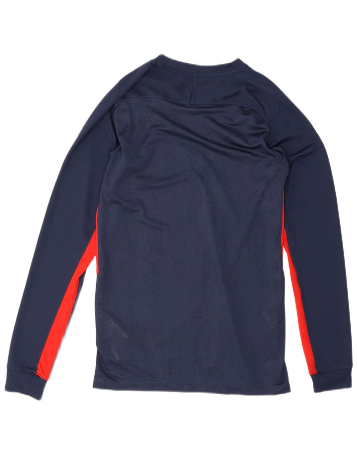 Męska koszulka Nike Dri Fit z długim rękawem, mała, granatowa, z blokami kolorów, poliestrowa