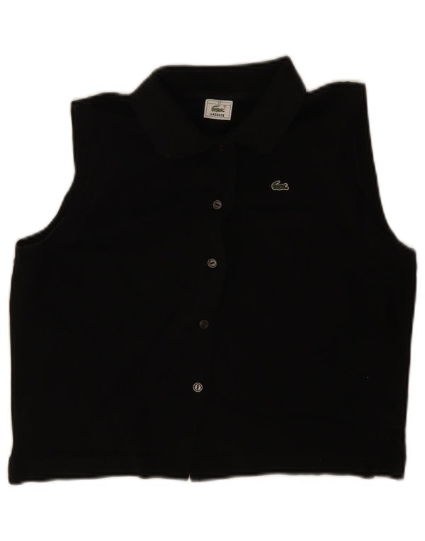 Lacoste Womens Crop Sleeveless Shirt Blouse Size 44 Large Black