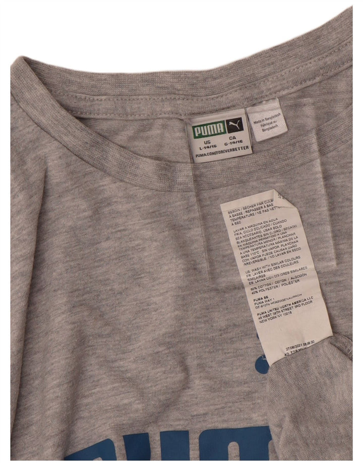 Chłopięcy T-shirt z grafiką PUMA, rozmiar 14-15 lat, duży, szary, bawełniany