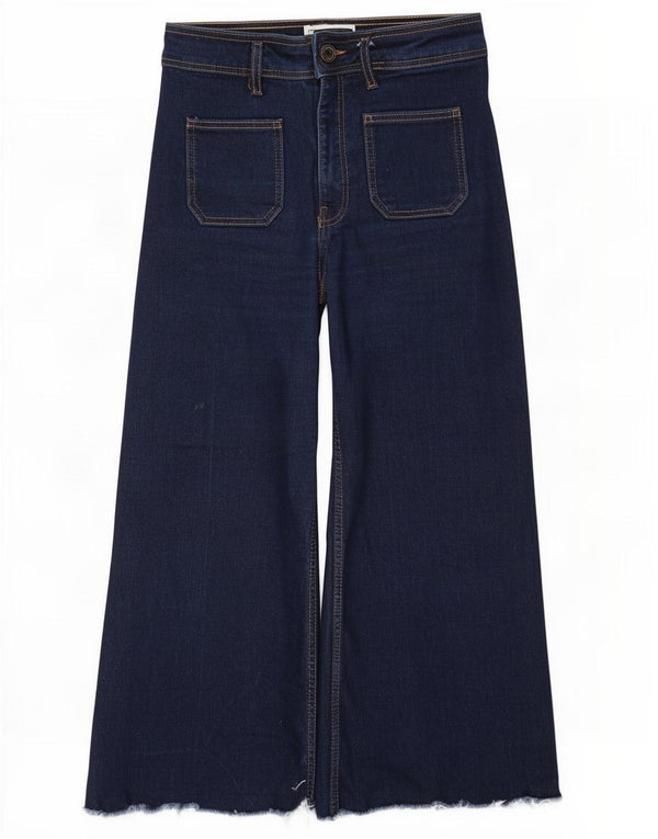 Damskie jeansy Zara Crop Wide Leg EU 38 Small W28 L24 Granatowe