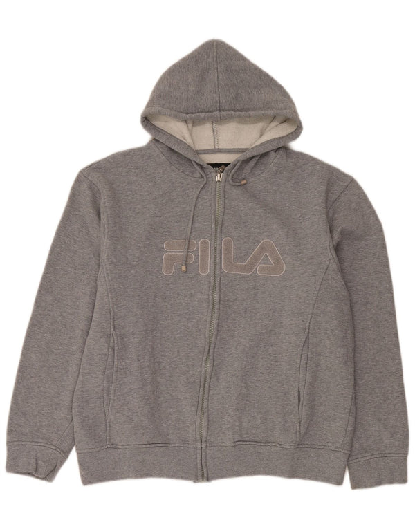 Damski sweter Fila z grafiką i zamkiem błyskawicznym UK 20 2XL Szara bawełna