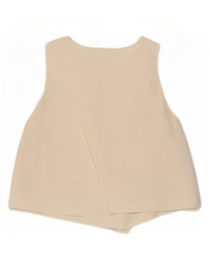 Damska krótka bluzka bez rękawów Zara UK 12, średnia wiskoza w kolorze złamanej bieli