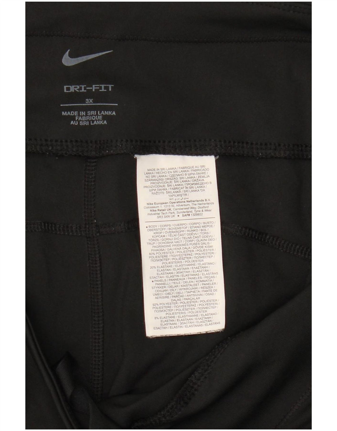 Damskie legginsy Nike Dri Fit Capri UK 22 3XL Czarny poliester