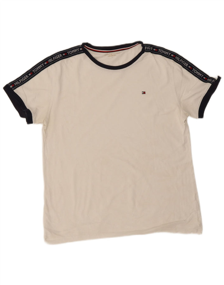 Męska koszulka z grafiką Tommy Hilfiger, duża, biała, z blokami kolorów