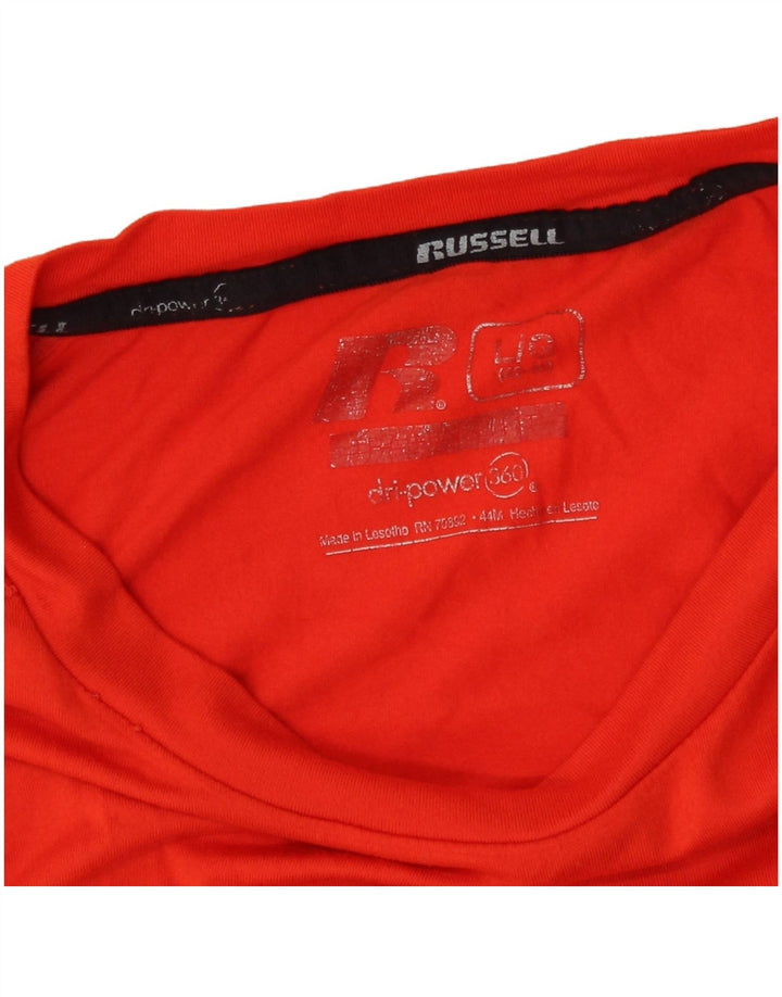 Męski top Russell Athletic Dri-Power z długim rękawem, duży, pomarańczowy poliester