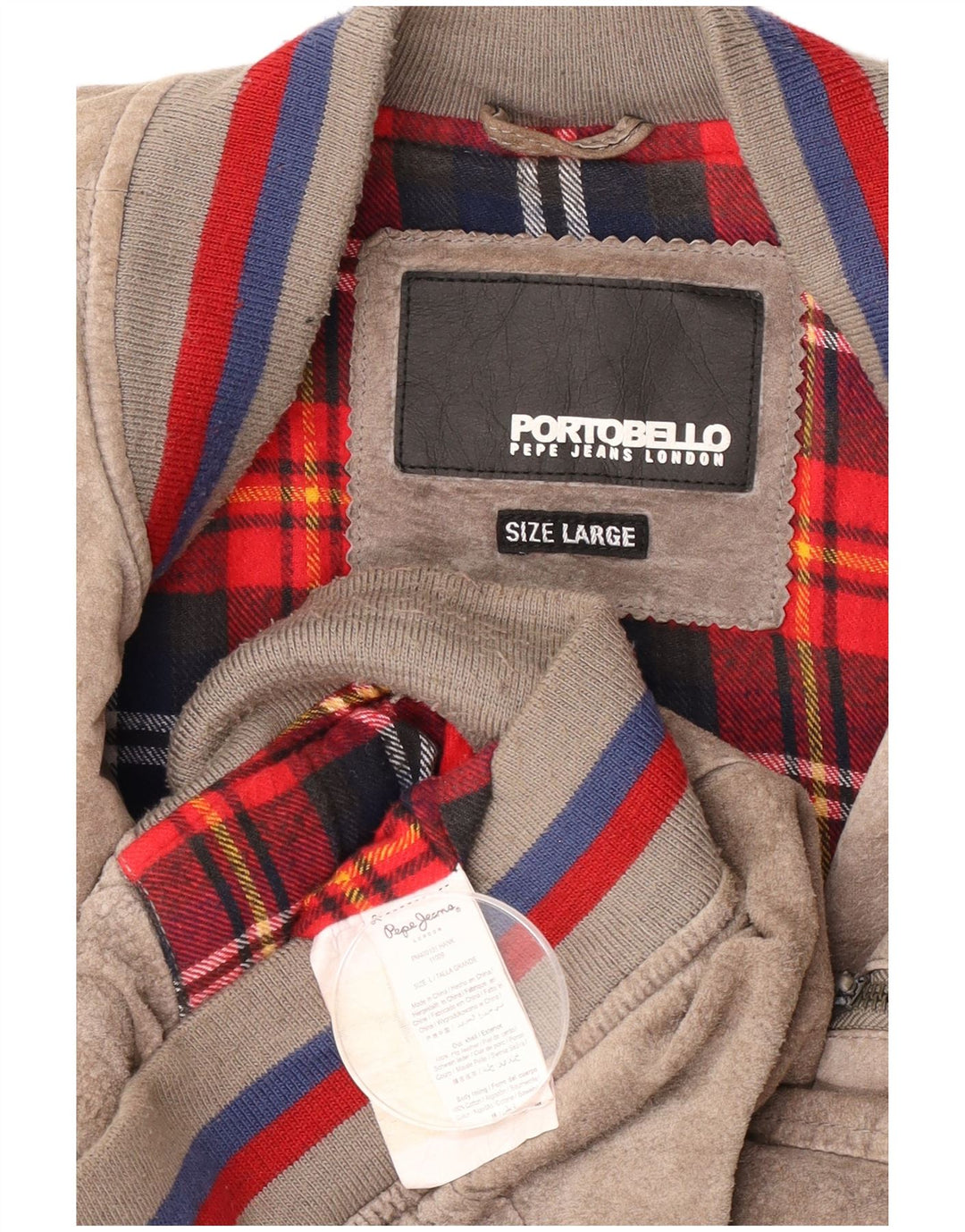 Męska zamszowa kurtka bomber PEPE Jeans UK 40, duża, beżowa skóra