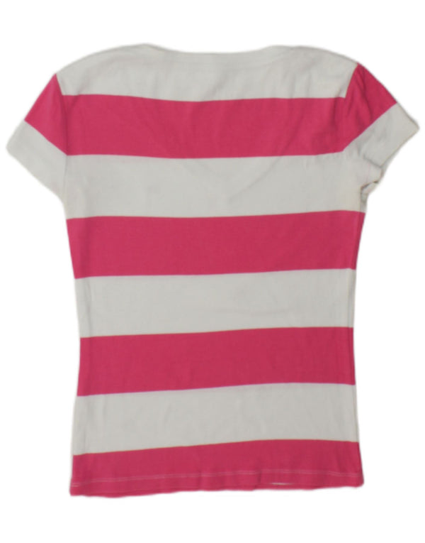 Tommy Hilfiger Womens T-Shirt Top UK 10 Small Pink Striped