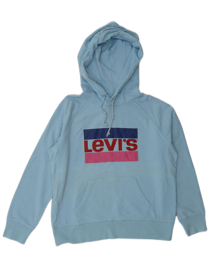 Damski sweter oversize z kapturem i grafiką LEVI'S UK 10 Small, niebieski, bawełniany