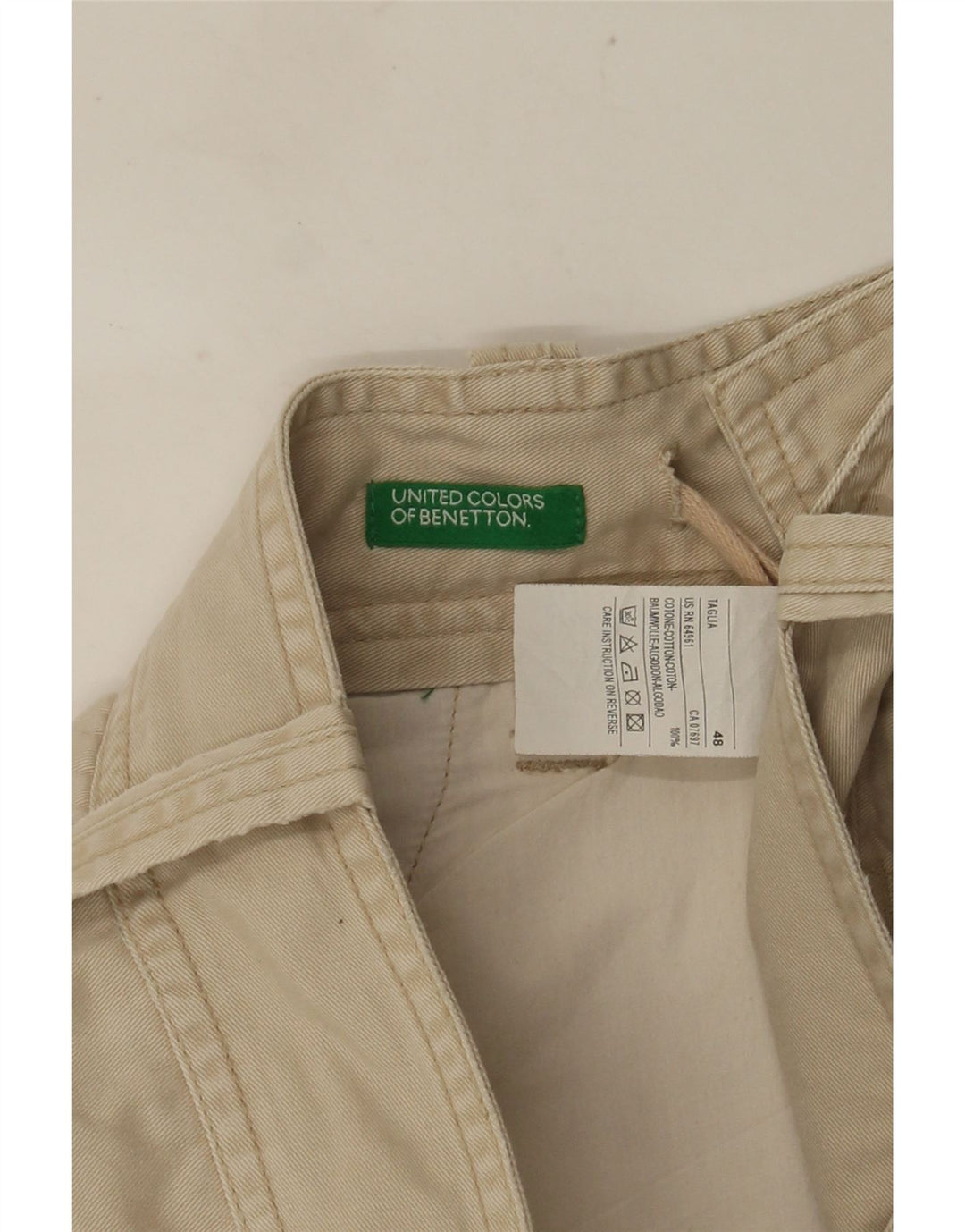 Męskie spodenki cargo Benetton IT 48 Medium W36 beżowa bawełna