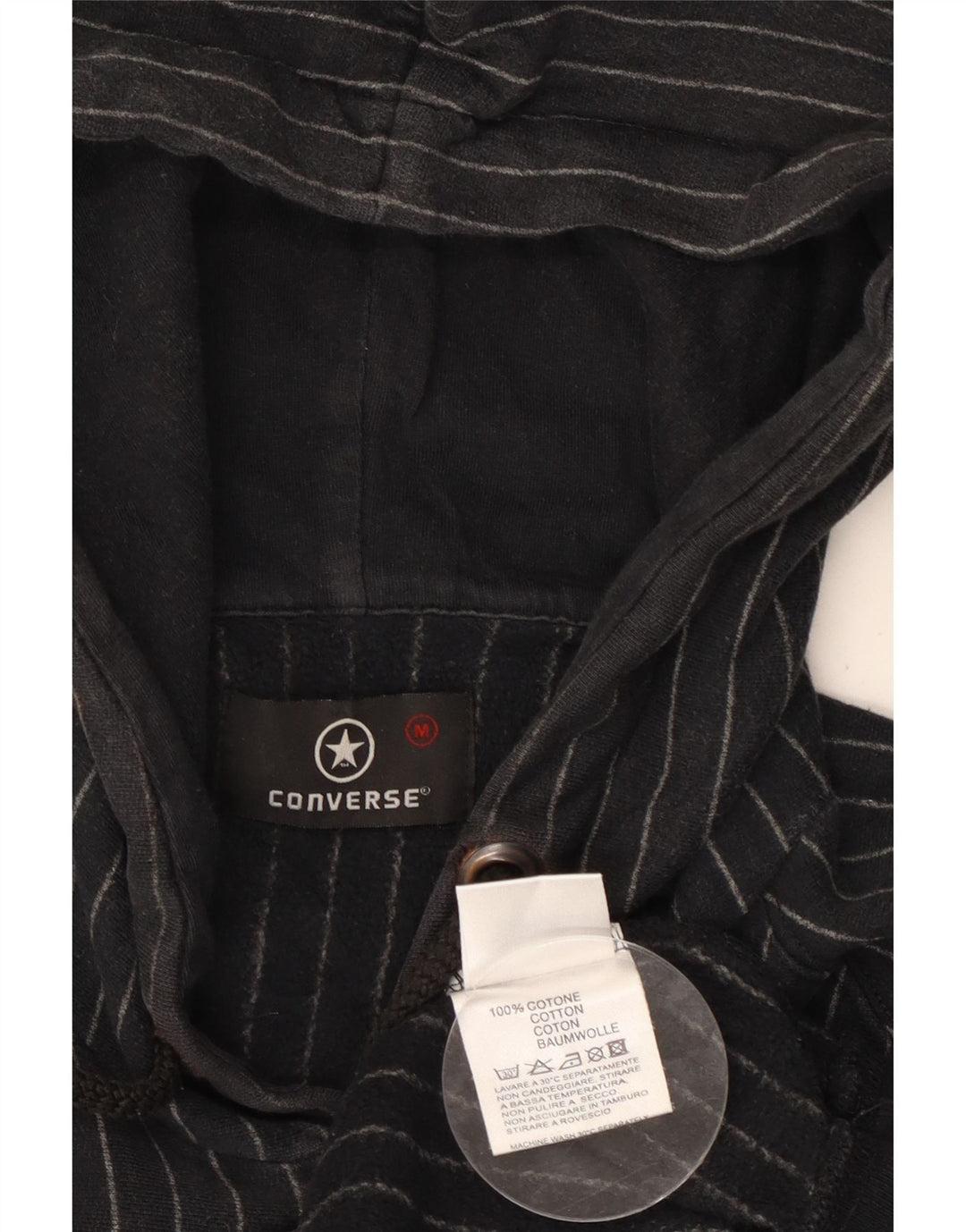 CONVERSE Męski sweter z kapturem i grafiką Chuck Taylor, w średnie czarne paski