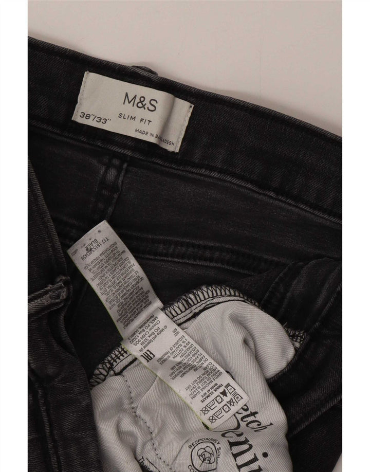 Marks & Spencer Męskie jeansy slim W38 L33 Szara bawełna