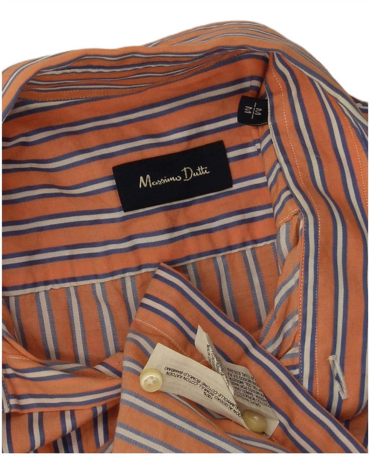 Męska koszula z krótkim rękawem Massimo Dutti, bawełniana w średnie pomarańczowe paski