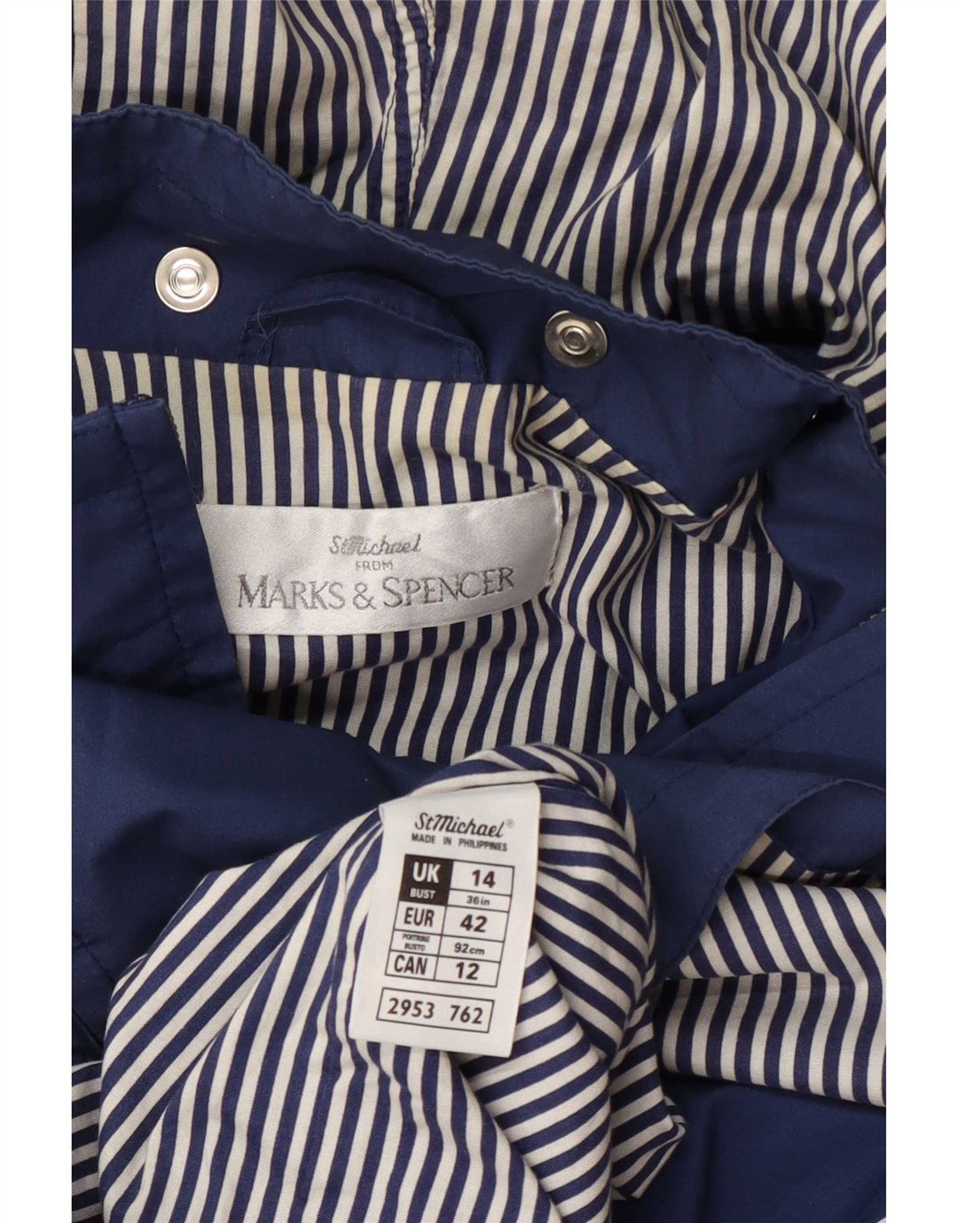 Marks & Spencer Damska kurtka przeciwdeszczowa z kapturem St. Michael UK 14, duża niebieska