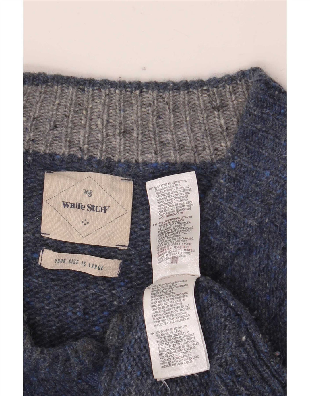 Męski sweter zapinany na guziki White Stuff, duży, granatowy, nakrapiany
