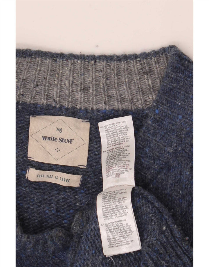 Męski sweter zapinany na guziki White Stuff, duży, granatowy, nakrapiany