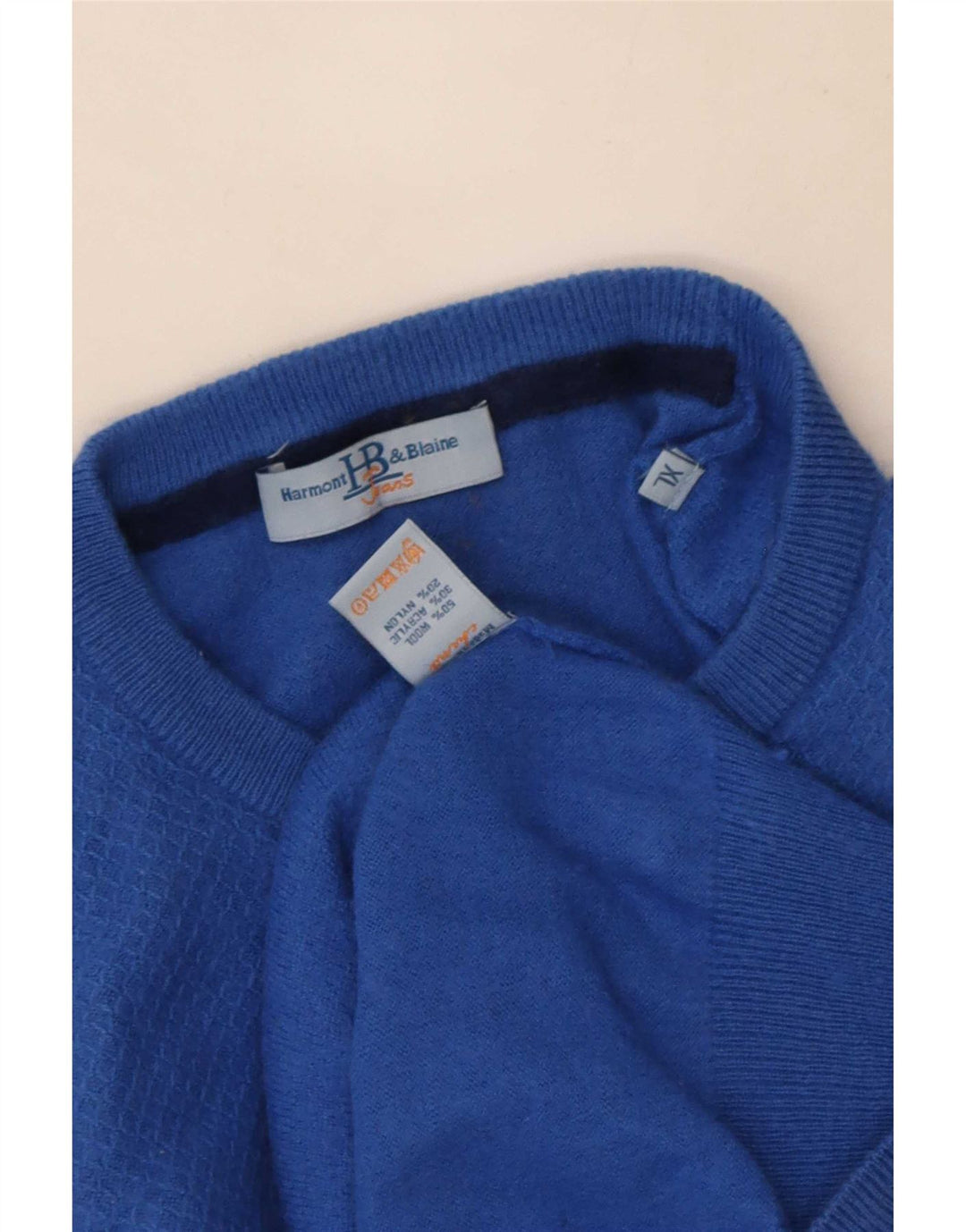 Harmont & Blaine Męski sweter z okrągłym dekoltem XL, niebieska wełna