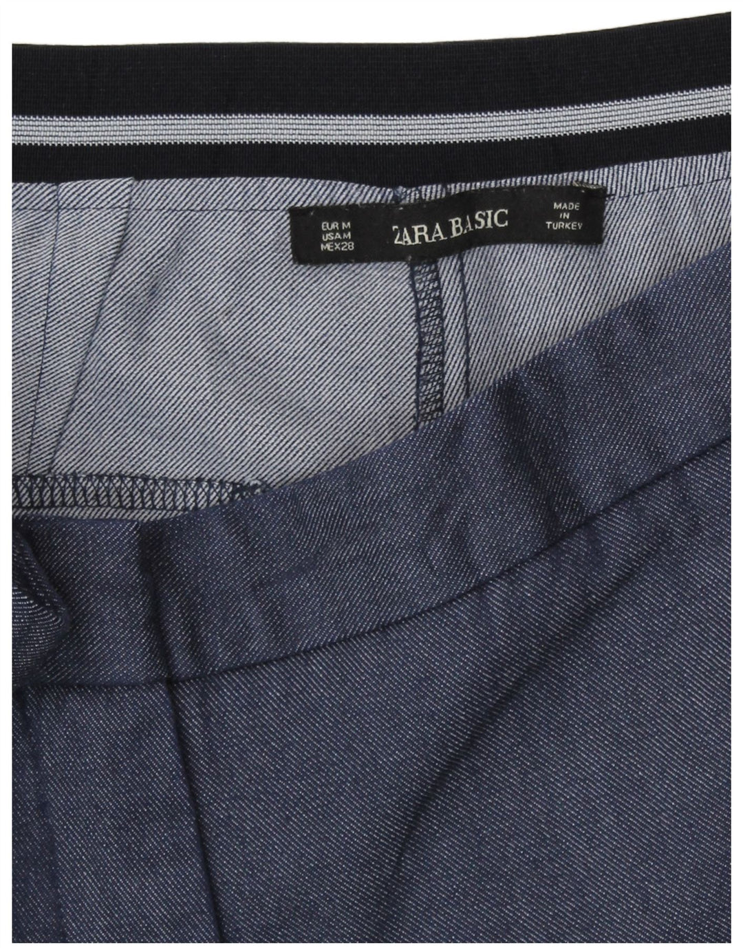 Damskie zwężane spodnie chino Zara, średnie W28 L27, niebieski poliester