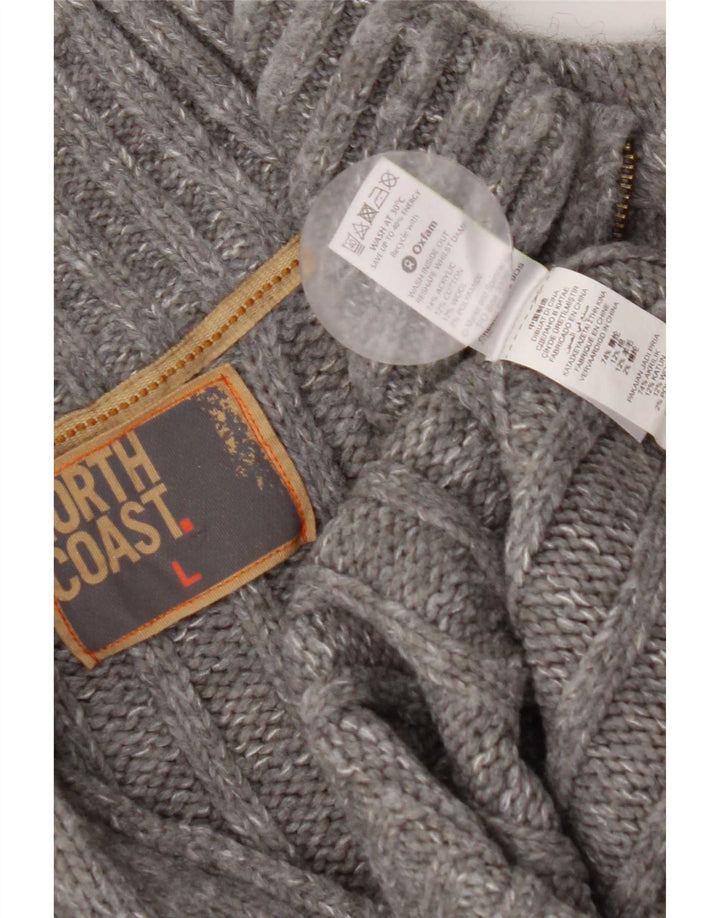 Marks & Spencer Męski sweter z zamkiem błyskawicznym, duży, szary, nakrapiany akryl