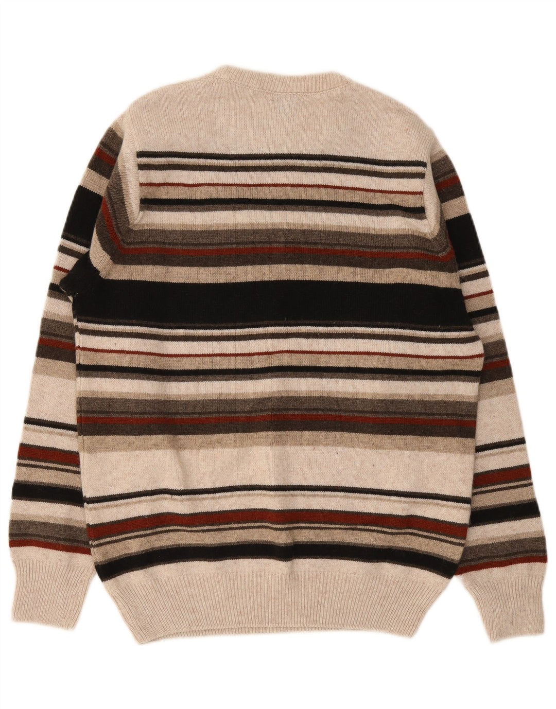 Męski sweter z wycięciem pod szyją w stylu vintage, w średnie, wielokolorowe paski