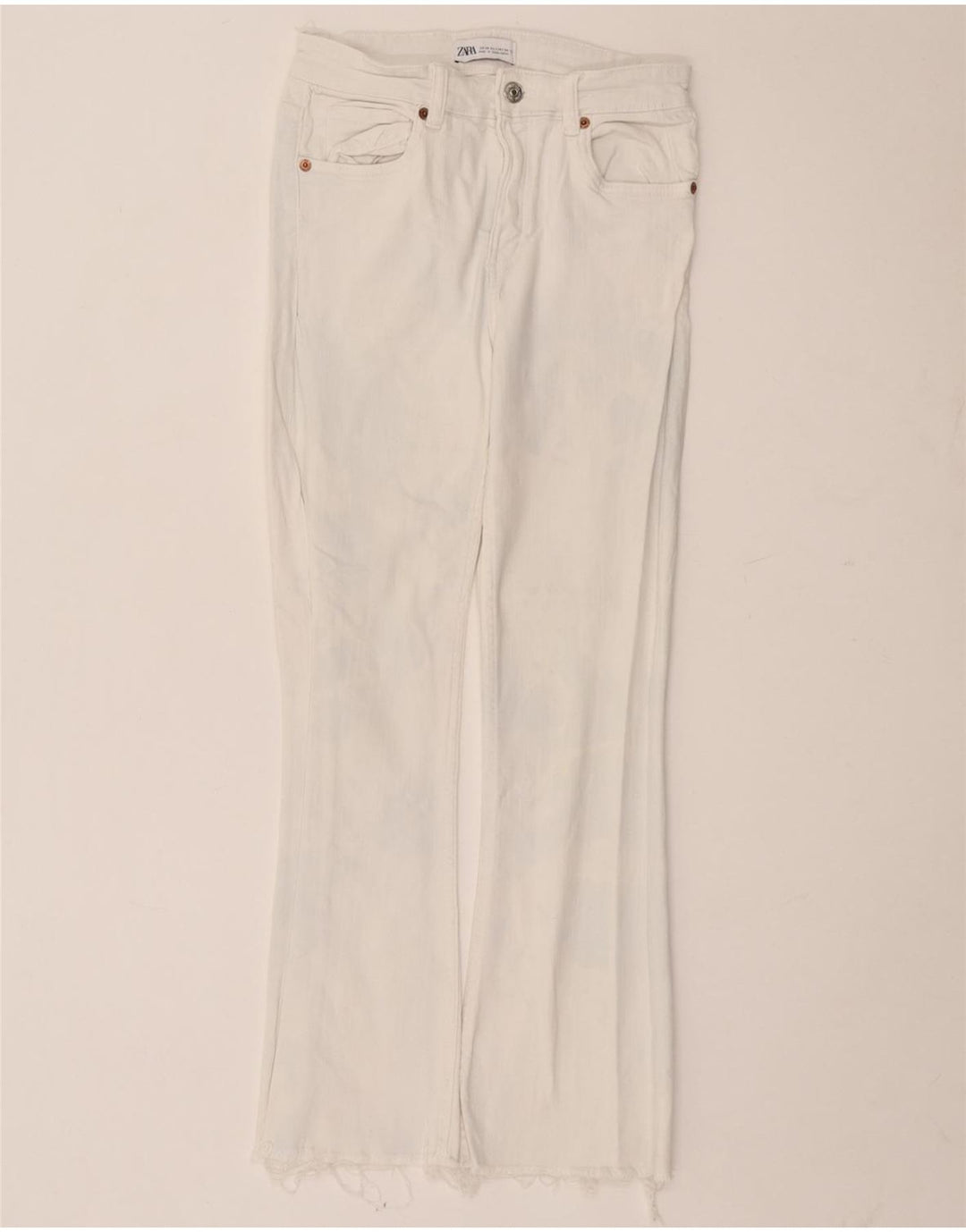 Damskie jeansy Bootcut Zara EU 34 2XS W24 L26 Biała bawełna