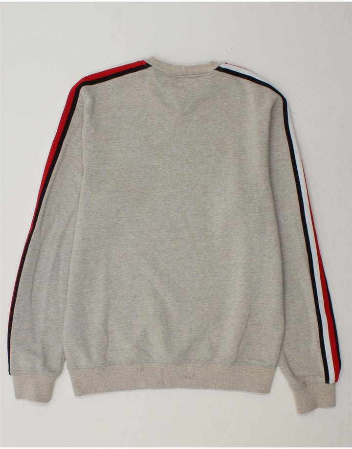 TOMMY HILFIGER Mens Graphic Sweatshirt Jumper Medium Grey Colourblock