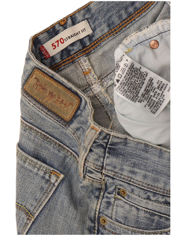 Damskie jeansy Levi's 570 Straight W28 L30 Niebieskie bawełniane