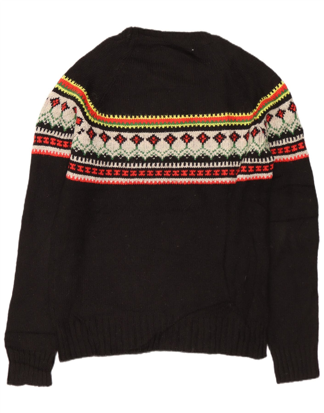 SUPERDRY Męski sweter z okrągłym dekoltem, średni czarny, akryl Fair Isle