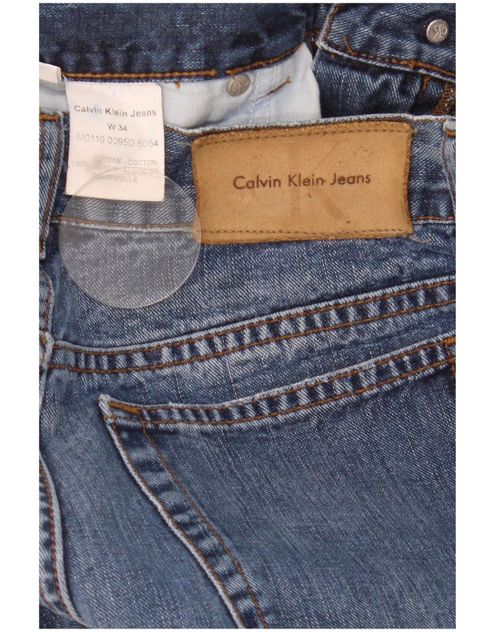 Męskie jeansy Calvin Klein w trudnej sytuacji, proste W34 L31, niebieska bawełna
