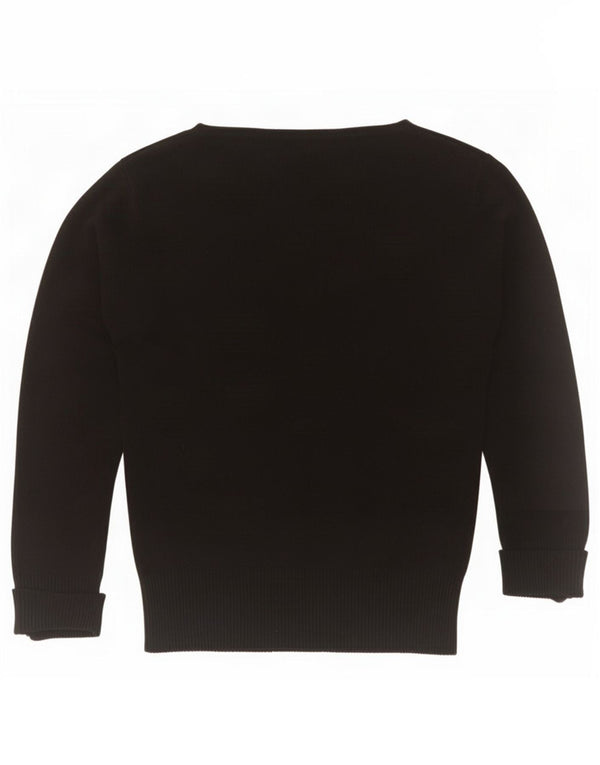 Zara Womens 3/4 Sleeve Boat Neck Jumper Sweater UK 12 Medium Black Rayon