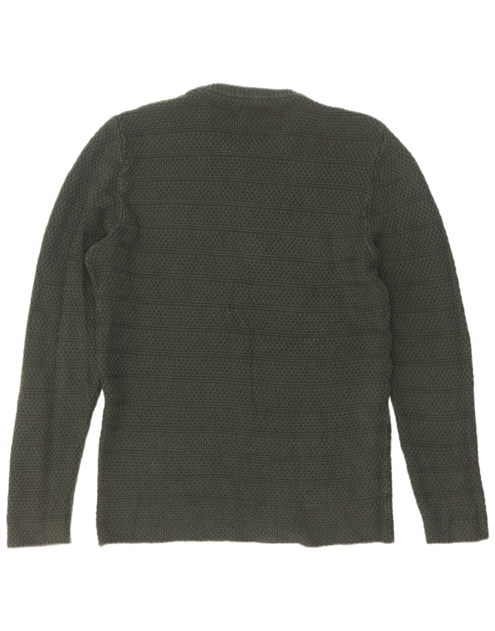 Męski sweter Zara z okrągłym dekoltem, duży, zielony