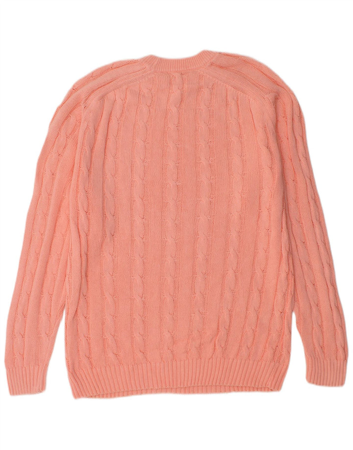 Vintage męski sweter z wycięciem pod szyją, duży, różowy