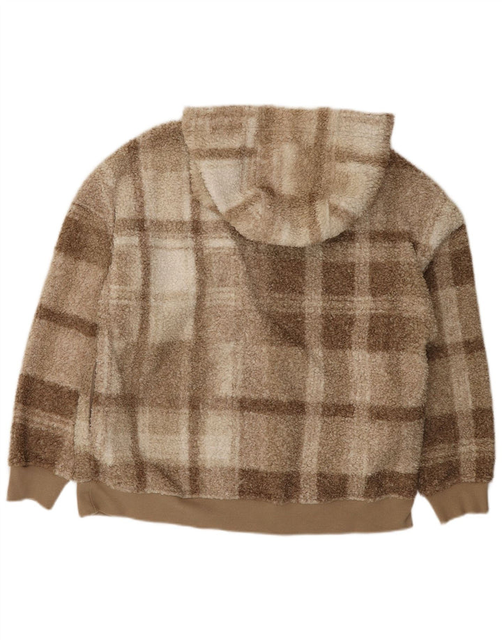 Marks & Spencer Damski sweter polarowy z zamkiem błyskawicznym UK 14, średni brąz w kratkę
