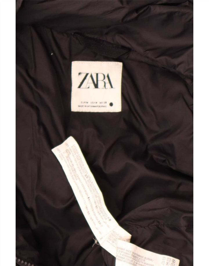 Damska ocieplana kurtka z kapturem Zara UK 14, średni czarny nylon