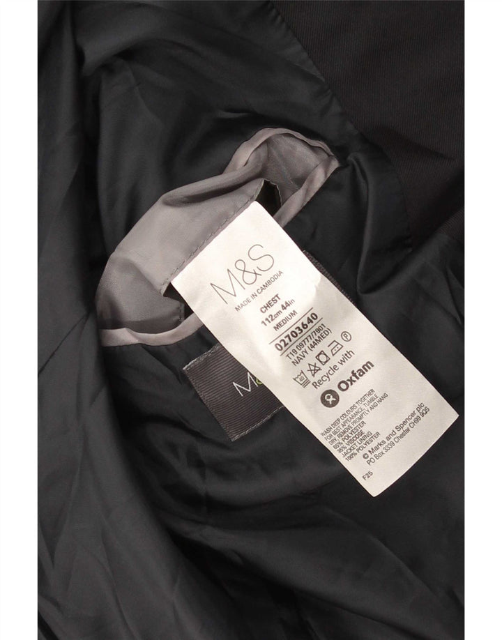 Marks & Spencer Męska marynarka zapinana na 2 guziki, rozmiar 44 XL, czarna wiskoza