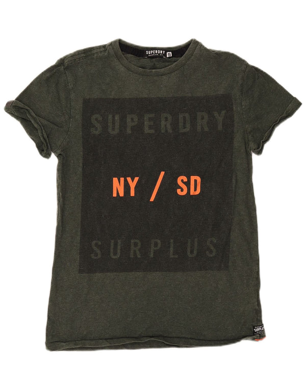 SUPERDRY Męski T-shirt z grafiką, mały, bawełniany khaki