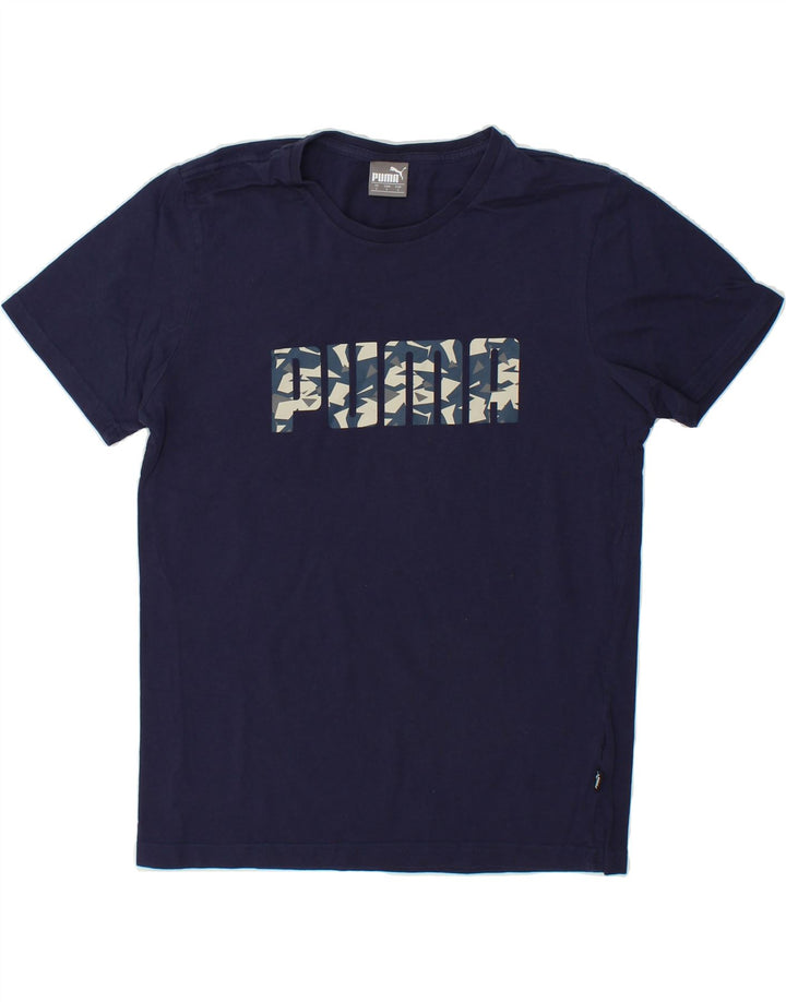 PUMA Mens Graphic T-Shirt Top Small Navy Blue Cotton Vintage Puma and Second-Hand Puma from Messina Hembry 