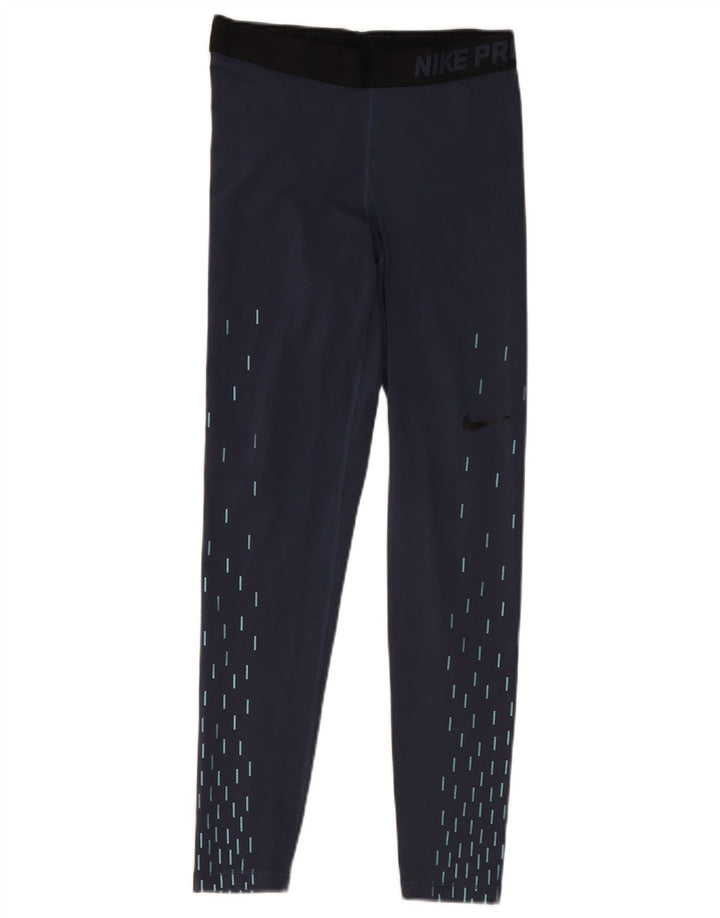 Damskie legginsy Nike Dri Fit Graphic UK 12 Średni granatowy geometryczny