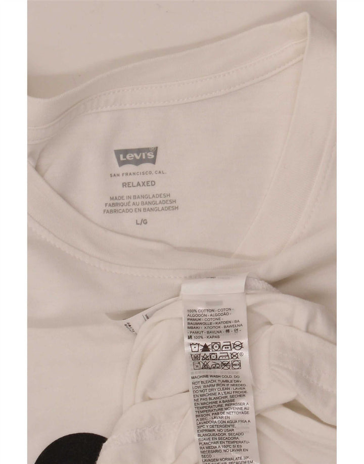 Męski T-shirt Levi's o swobodnym kroju z grafiką, duży, biały, bawełniany