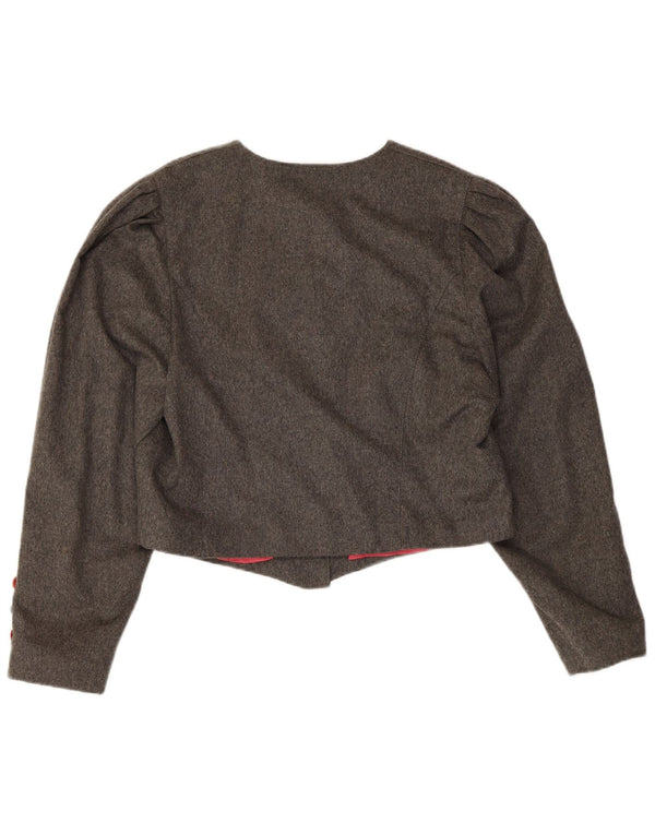 Damska marynarka Julius Lang zapinana na 6 guzików, UK 14, średnia szara wełna