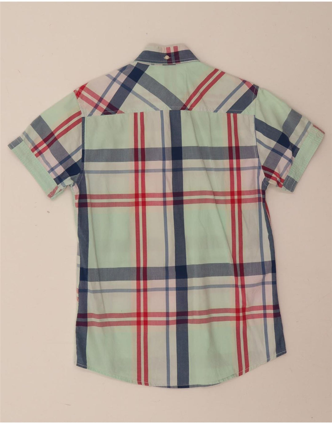 Męska koszula z krótkim rękawem Jack & Jones w małą zieloną kratę