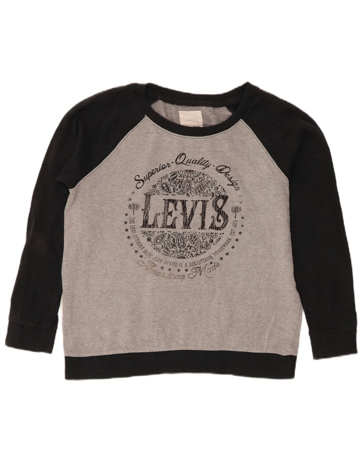Damska bluza Levi's z grafiką, UK 10, mała, szara, z blokami kolorów