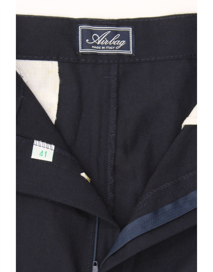 VINTAGE Womens Pegged Chino Trousers W32 L29 Navy Blue Polyester Vintage Vintage and Second-Hand Vintage from Messina Hembry 