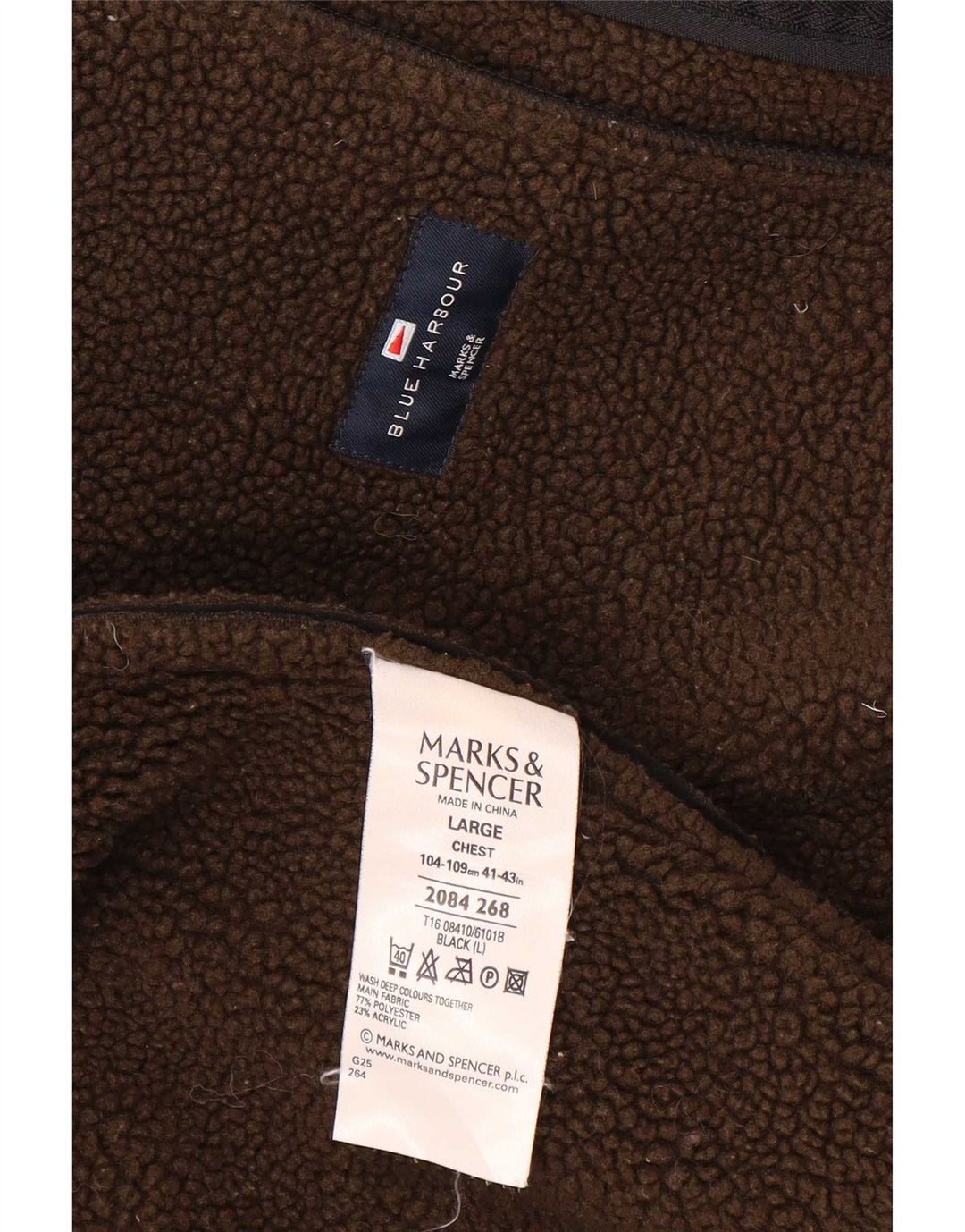 Marks & Spencer Męska niebieska kurtka Sherpa Harbor UK 40, duża, czarna, poliestrowa