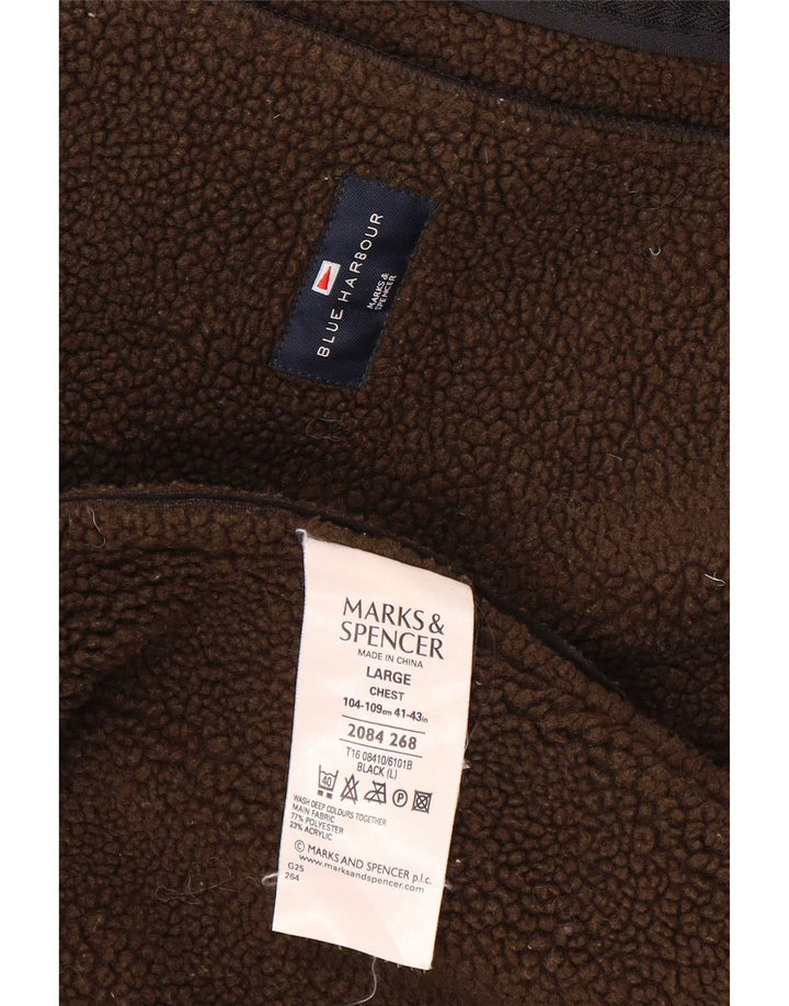 Marks & Spencer Męska niebieska kurtka Sherpa Harbor UK 40, duża, czarna, poliestrowa