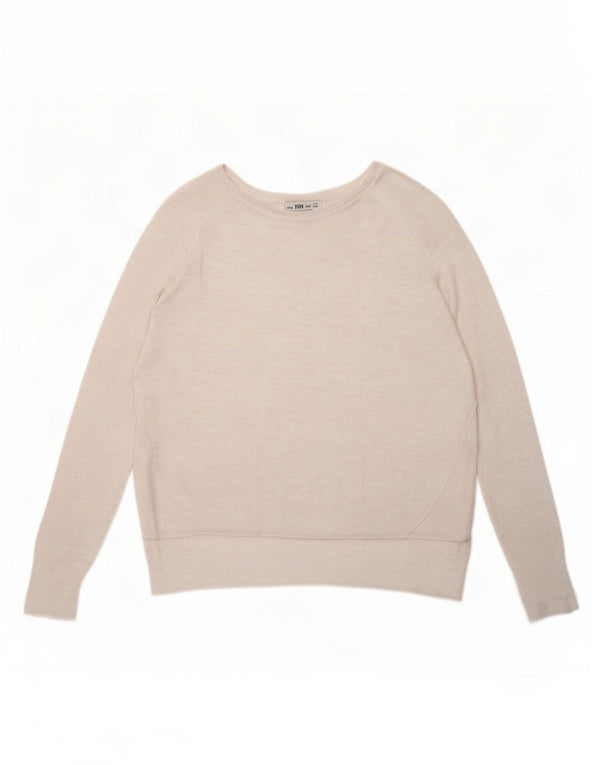 Sweter damski Zara z dekoltem w łódkę UK 14, średni, biały nakrapiany