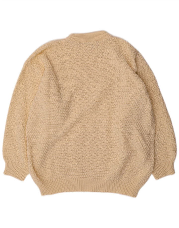 Damski sweter z okrągłym dekoltem VINTAGE UK 20 2XL Off White Poliakryl