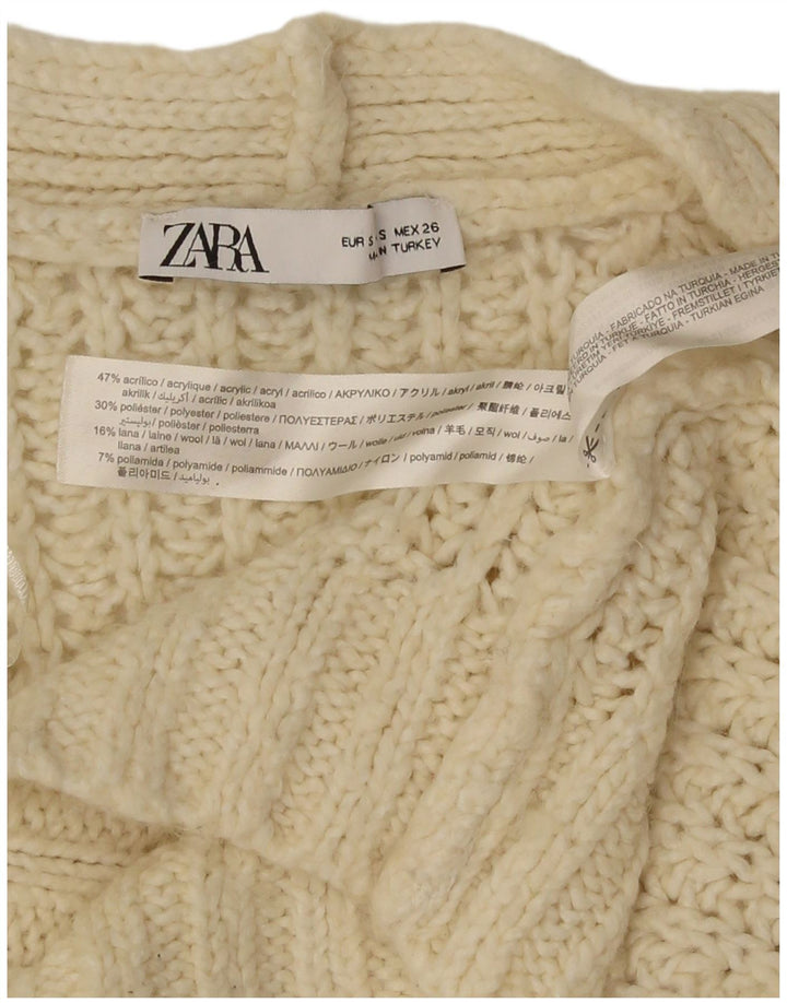 Damski sweter oversize Zara UK 10, mały, złamany biały akryl