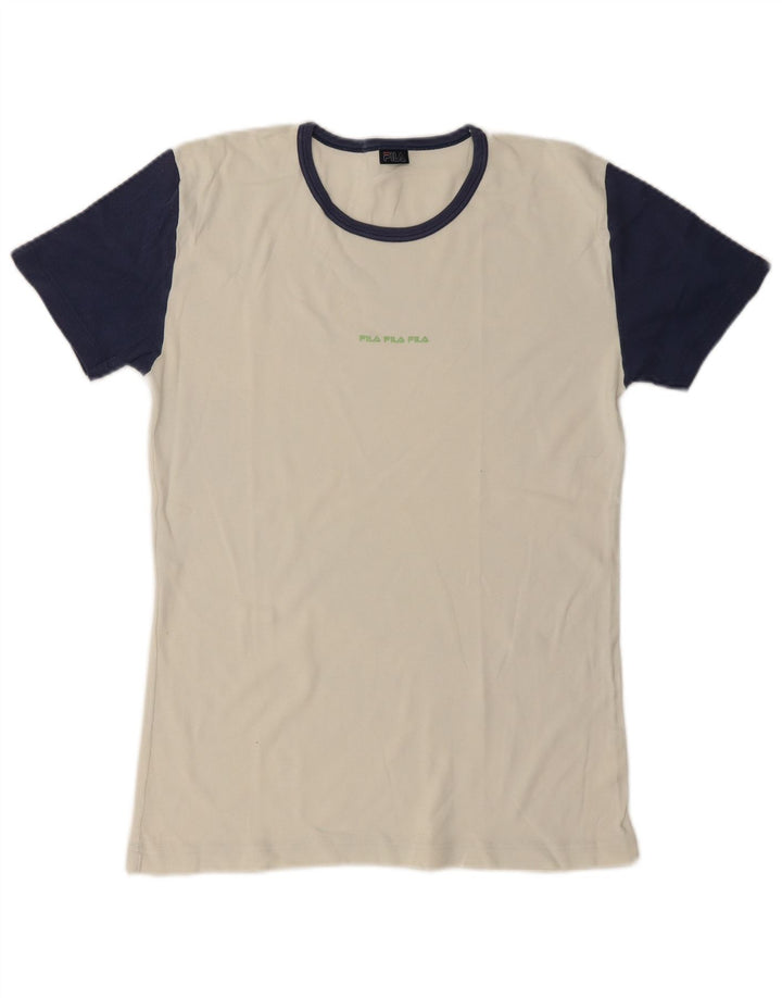 Męski T-shirt Fila z grafiką, bawełniany, średni, złamanej bieli